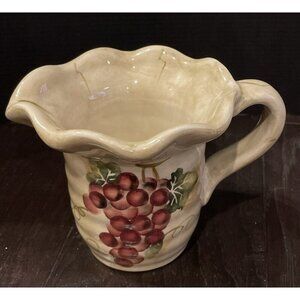 Tabletops Unlimited Cabernet Ruffle Edge Creamer Grapes Hand‎ Painted
